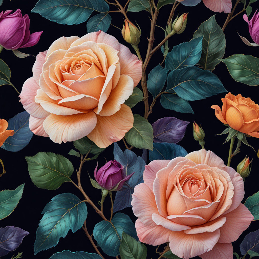 Exquisite Stained Glass Roses in Iridescent Hues