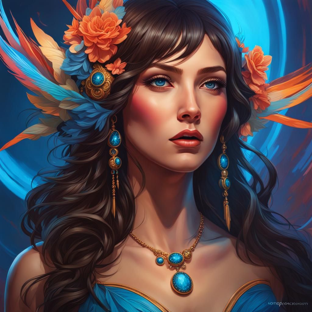 Hyperrealistic Portrait with Intense Blue Eyes