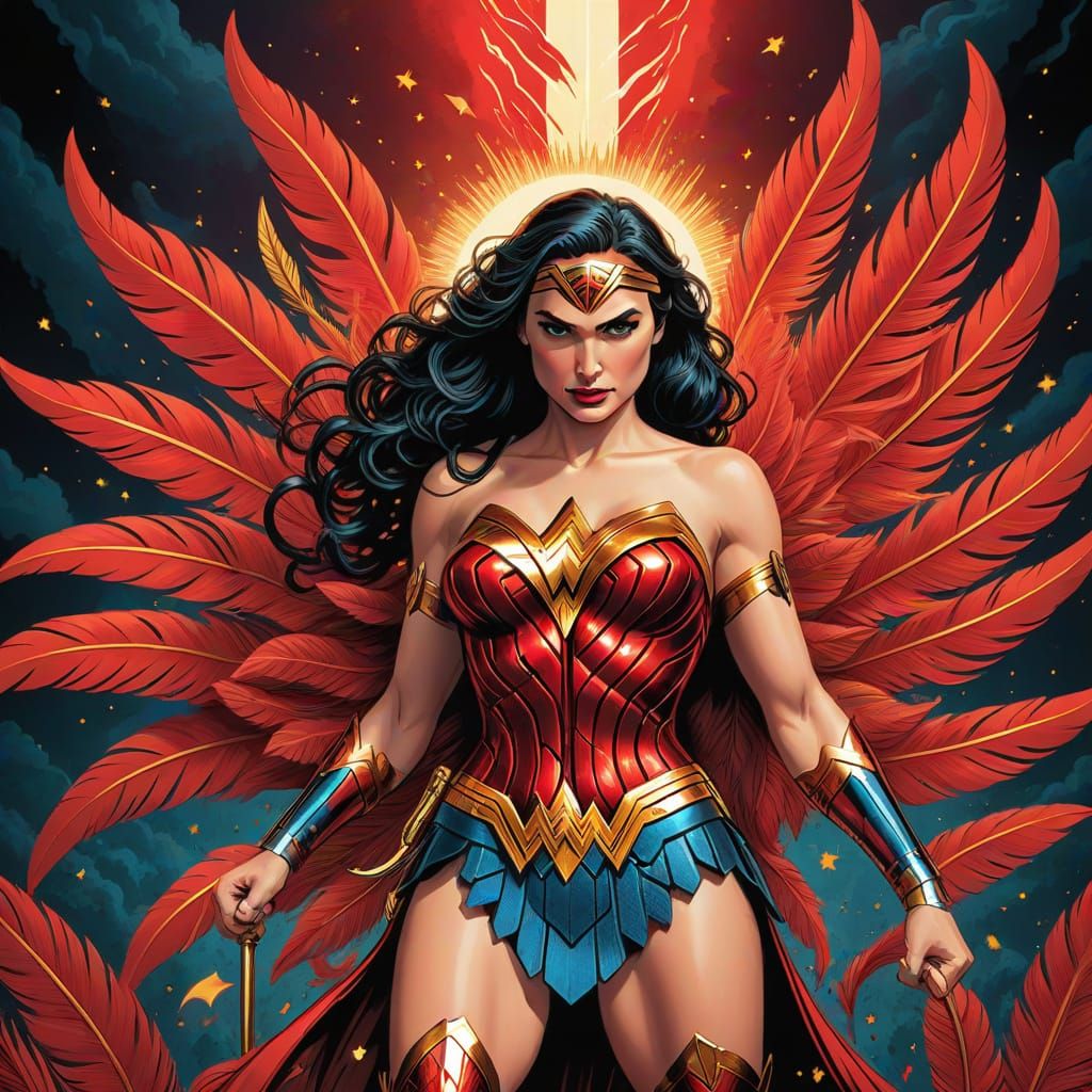 Wonder Woman in Whimsical Comic Art Style