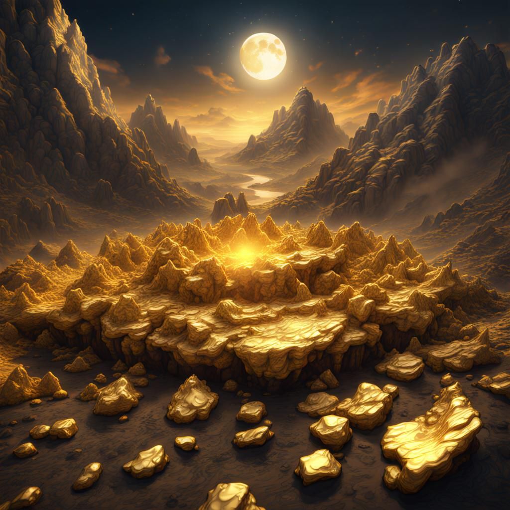 mountain of gold abundance imploding wealth prosperity silver jewelry streaming gold mine grand metal full moon energy