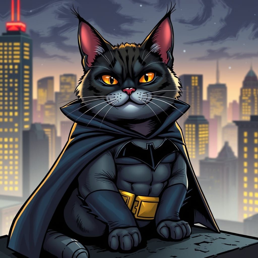 Fat Cat as Dark Knight in Gotham City