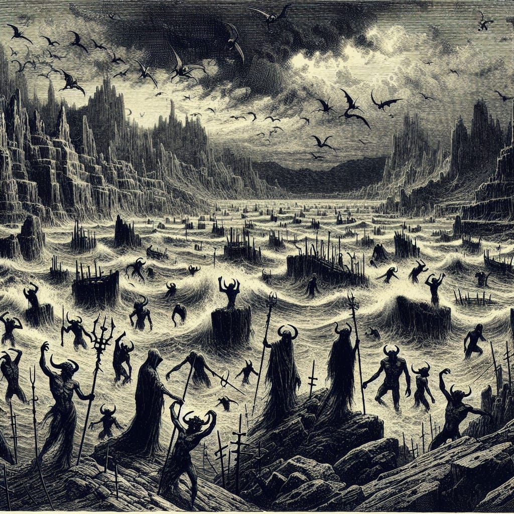 Horrifying Redrum Scene in 19th-Century Engraving Style