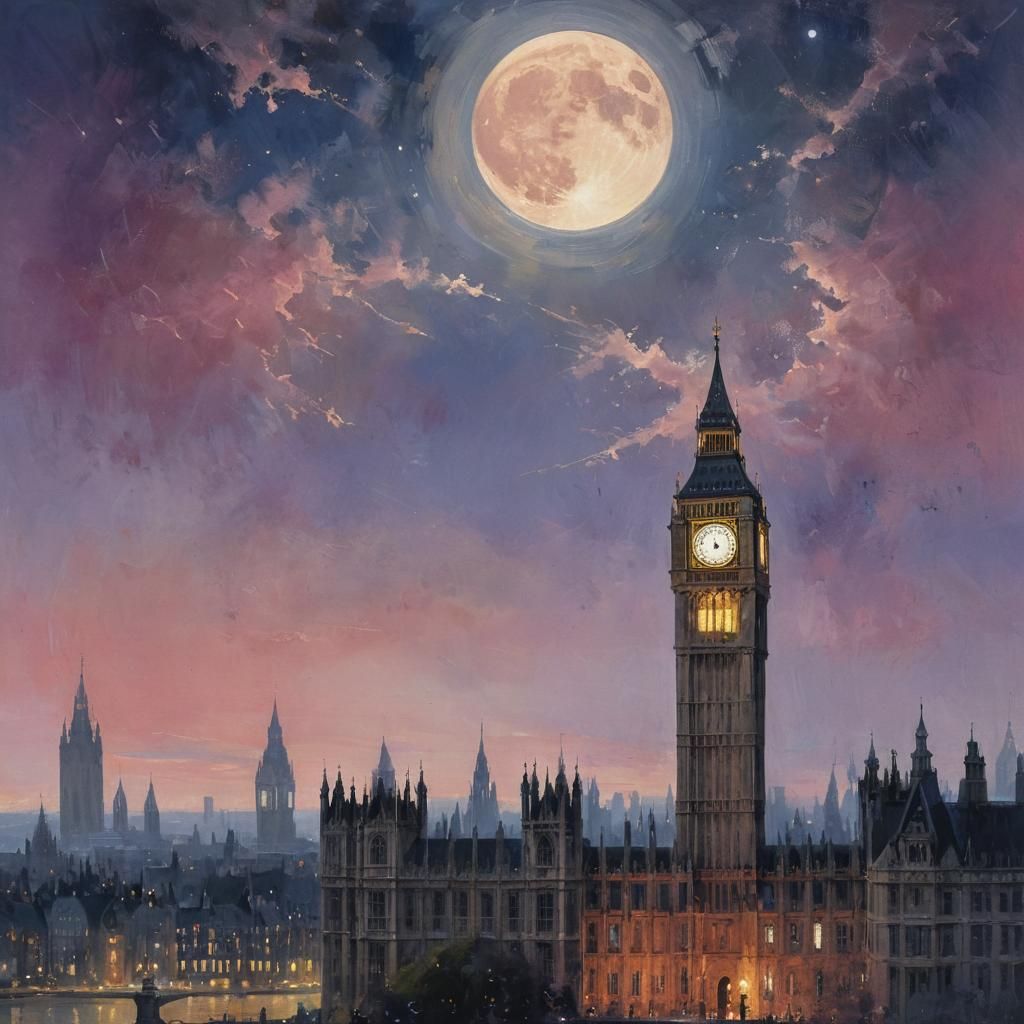 Moonlit Big Ben: A Mystical London Cityscape