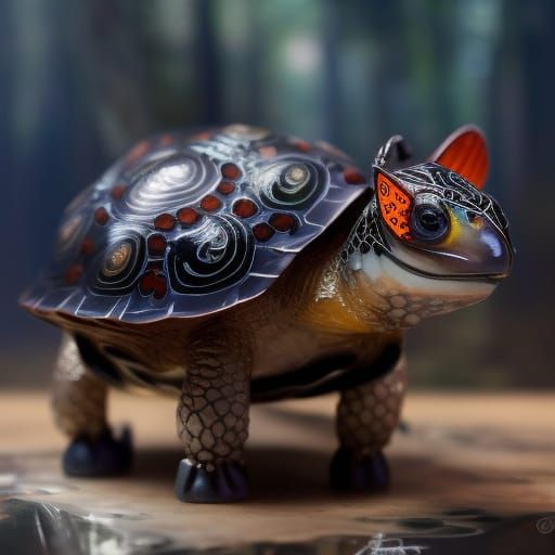 Turtle Tarot Card in Victorian Style