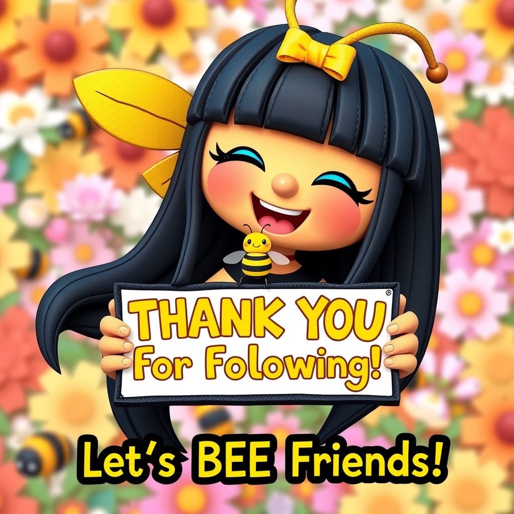 Whimsical Origami-Inspired Bumblebee Girl in Vibrant Colors