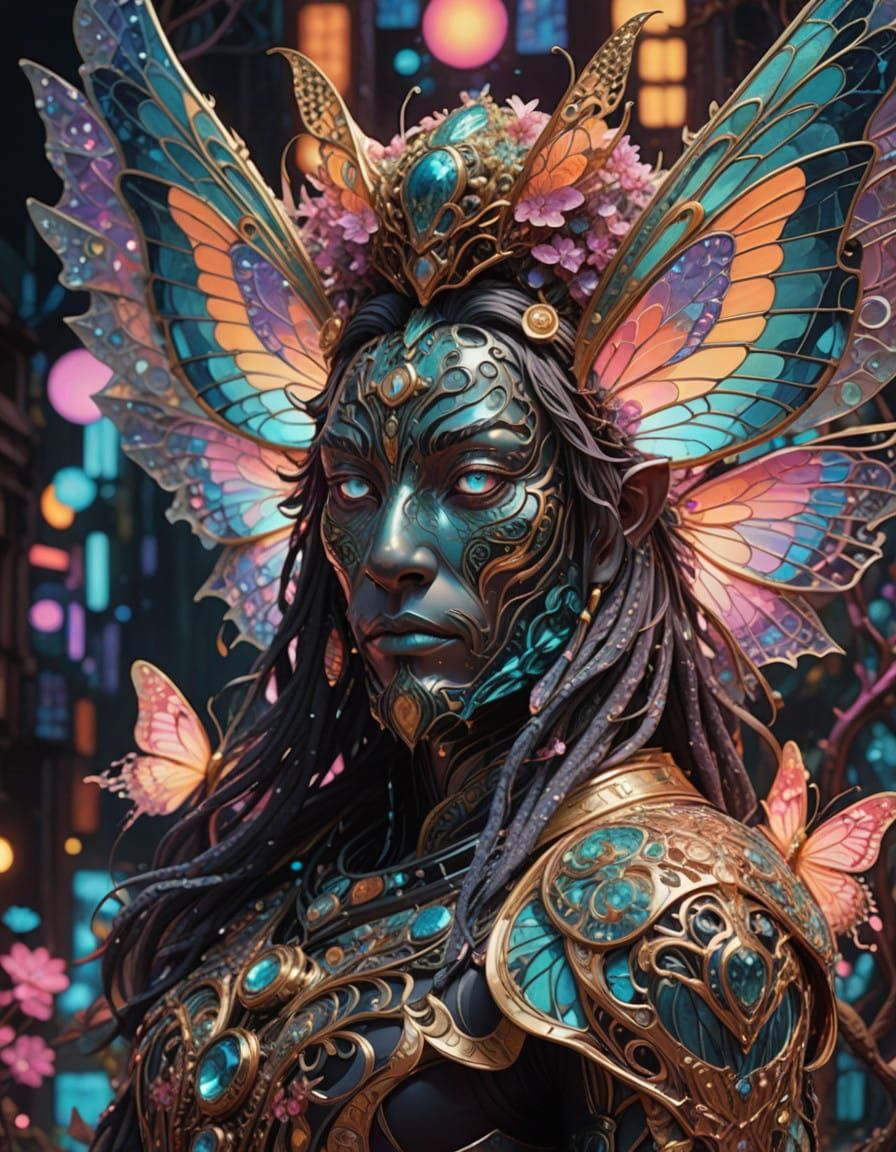 Cosmic Tiger Warrior in 80s Anime Style