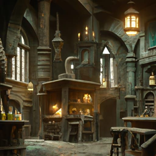 Cozy Hogwarts Interior: Detailed Fantasy Concept Art