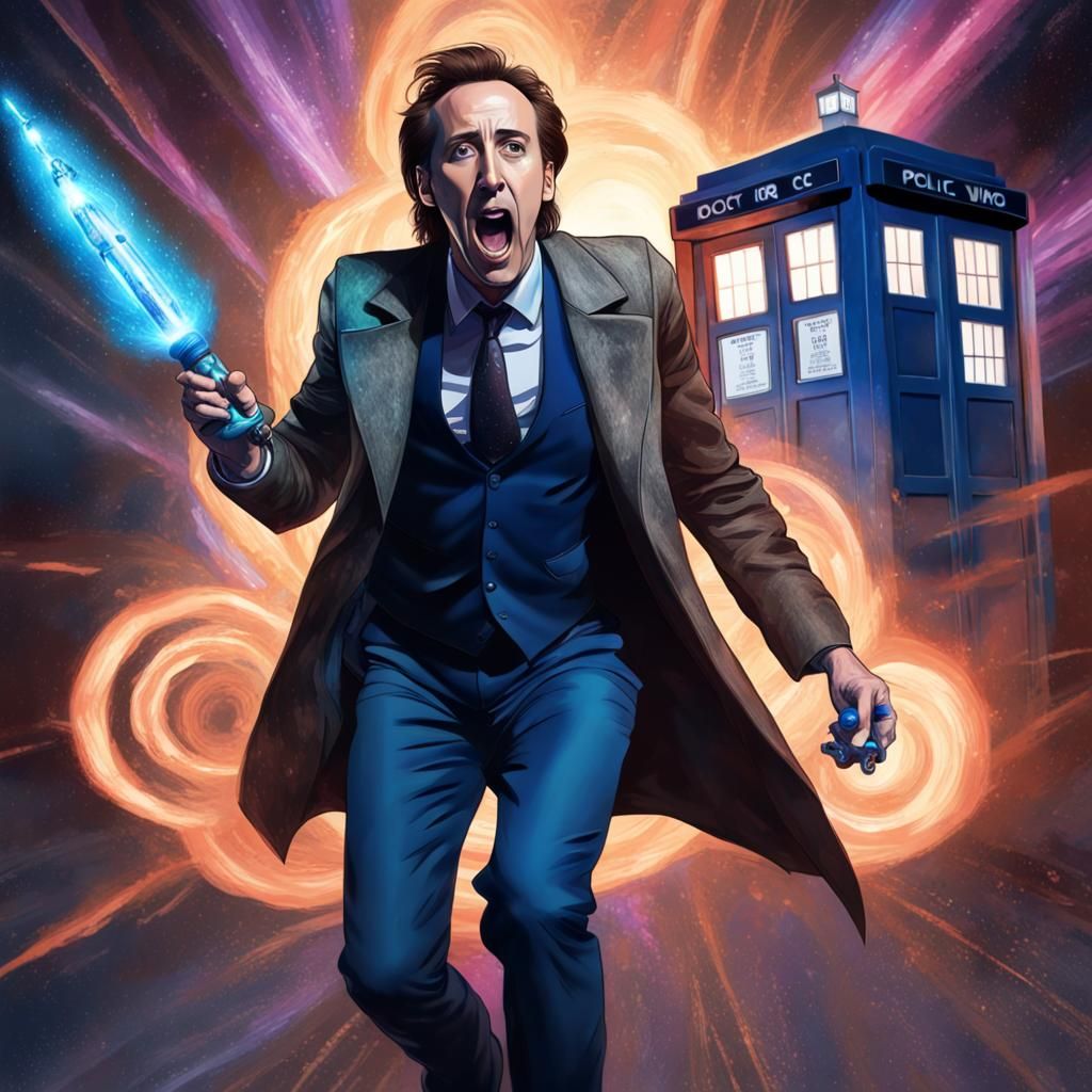 Nicolas Cage Screaming with Sonic Screwdriver, Astral Illust...