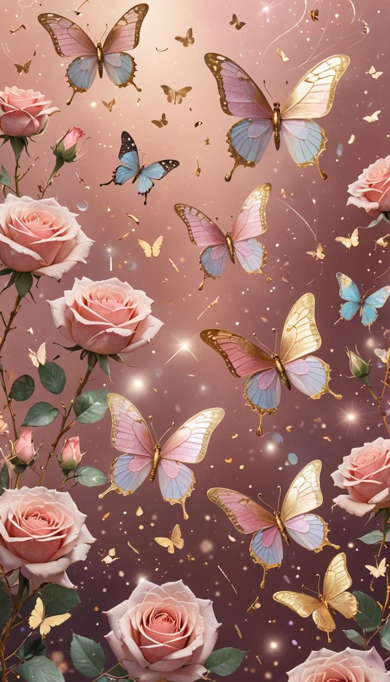 Dusty Pink Roses and Butterflies: Holographic Cosmic Art