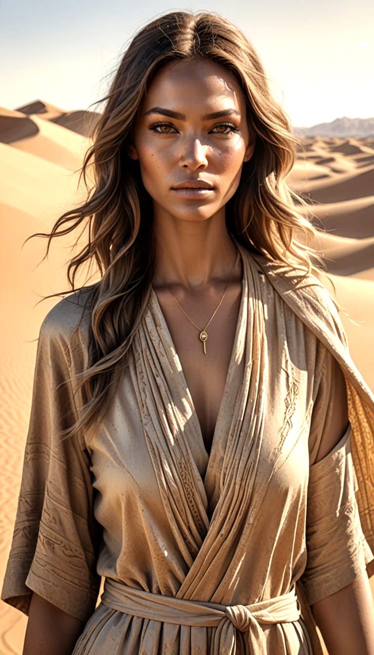 Hyper-Realistic Desert Goddess Portrait in Earthy, Naturalis...