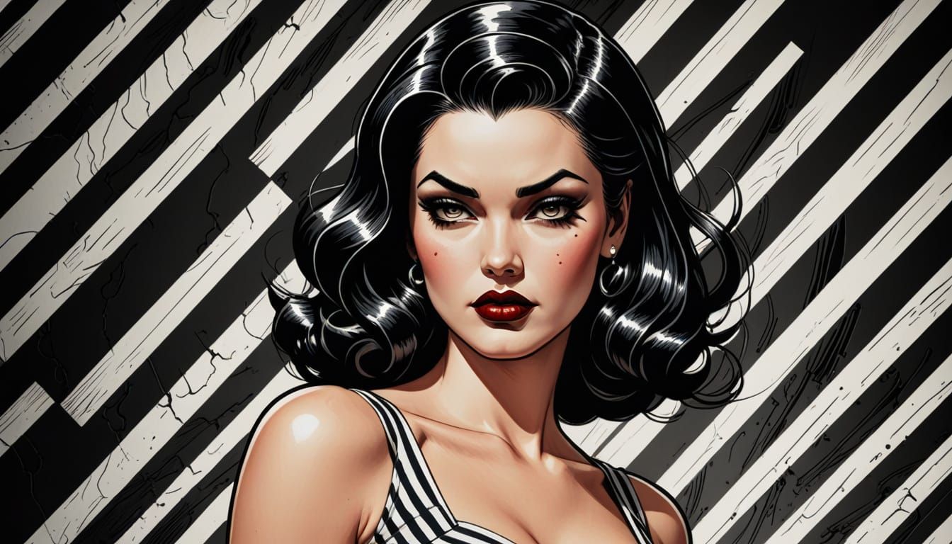 Vibrant Pin-Up Girl in Classic Comic Book Style