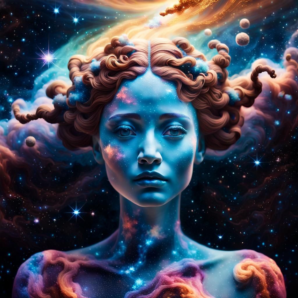 Celestial Goddess Made of Nebulas and Galaxies