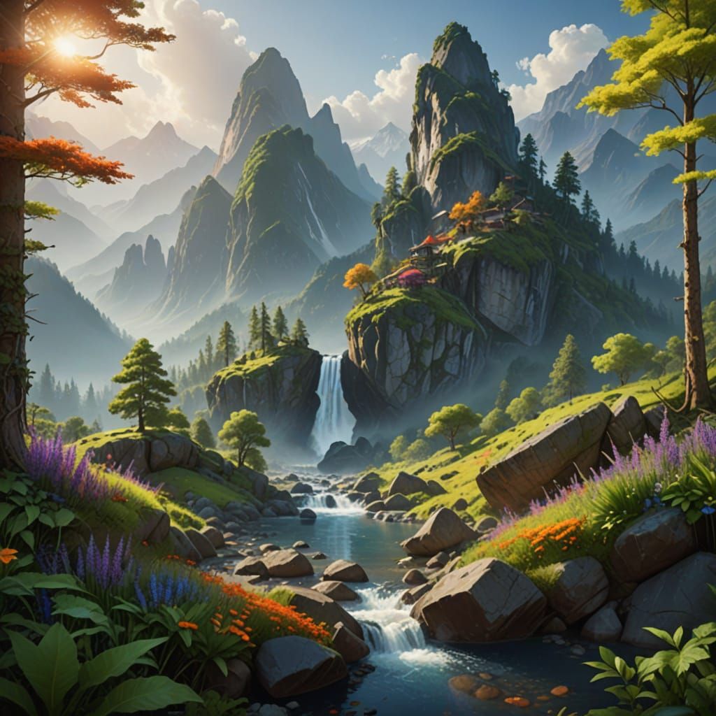 Vibrant Triadic Colors Masterpiece in Cinematic Photorealism