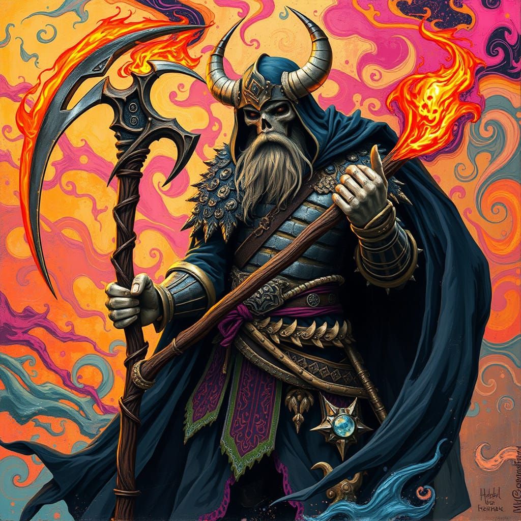 Viking Grim Reaper in Whimsical Dark Fantasy