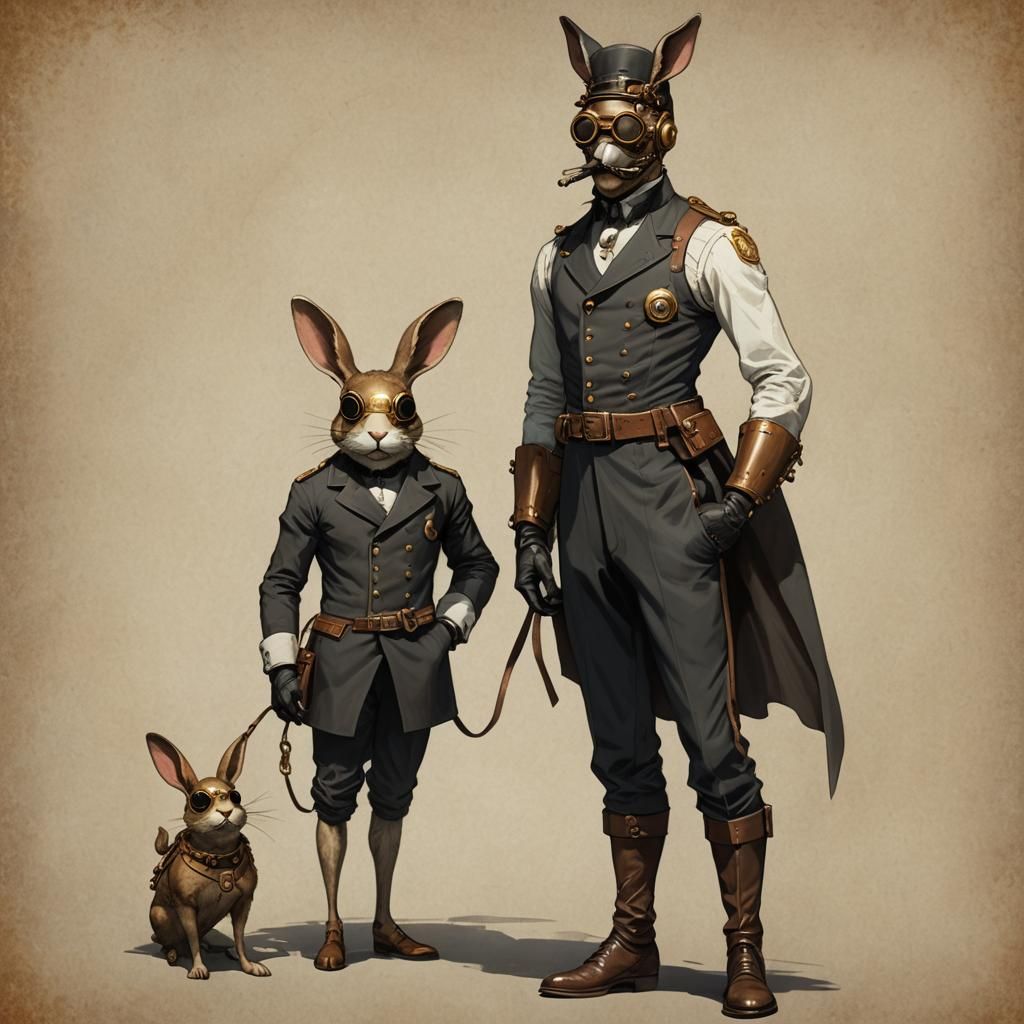 Steampunk Athlete with Rabbit Mask Concept Art