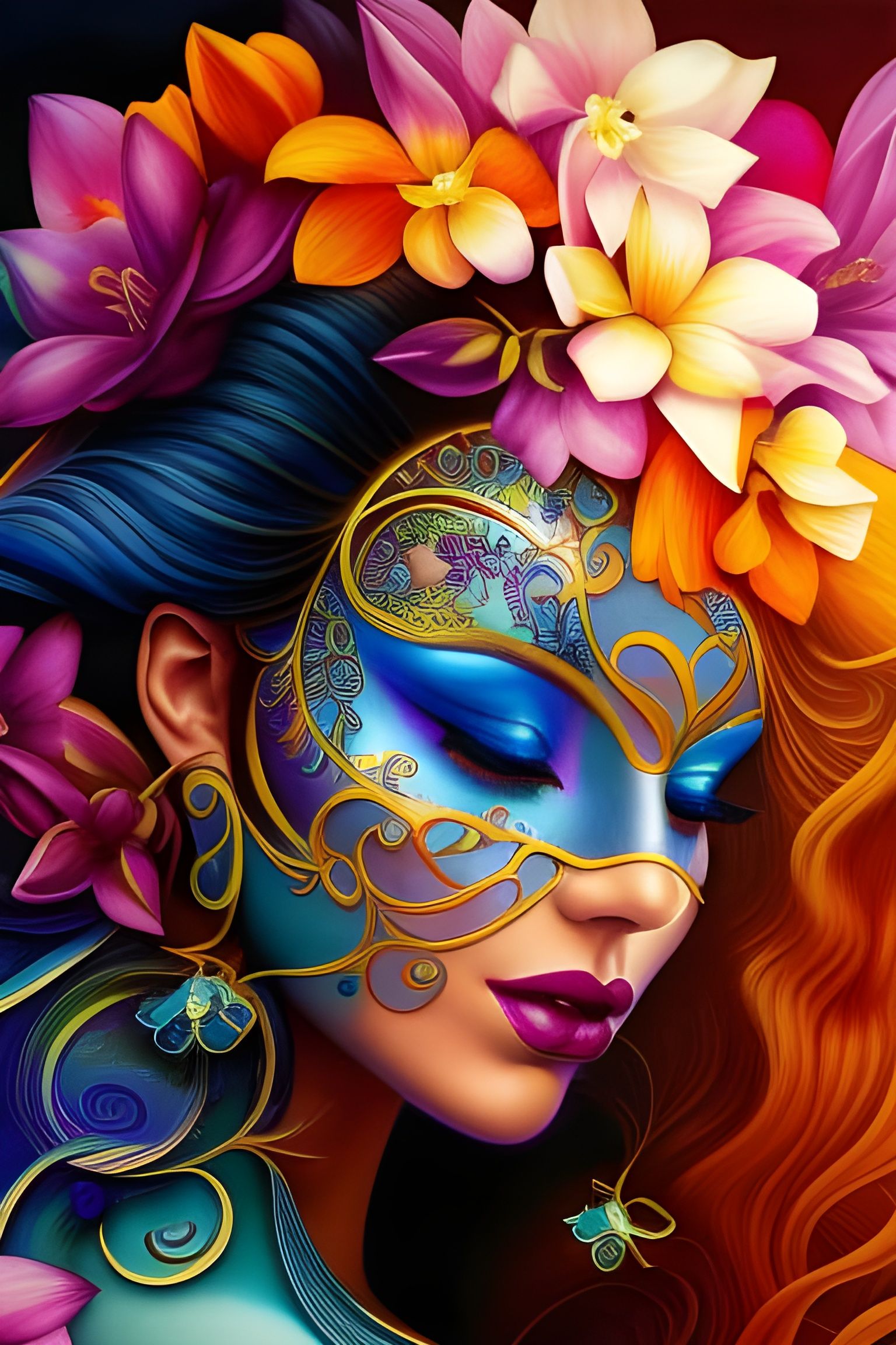 Floral Skull Woman: Intricate Fantasy Art
