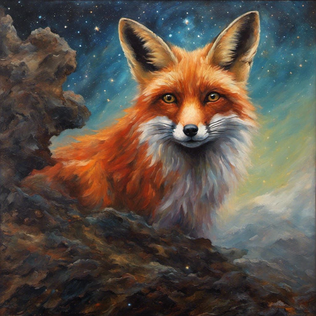 Galactic Fox Oil Painting by Gurney