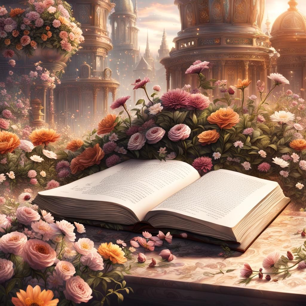 Book Coming to Life with Flowers