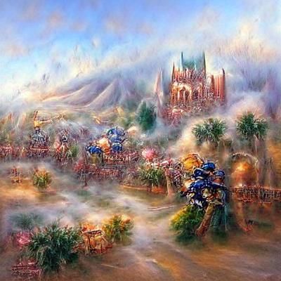 Epic Medieval Battle in Desert Landscape