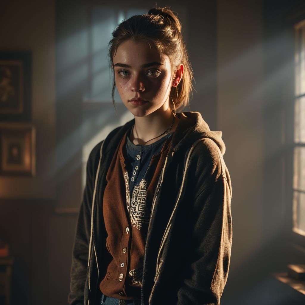 Atmospheric Portrait of a Teenage Girl in Hyperrealistic Pho...