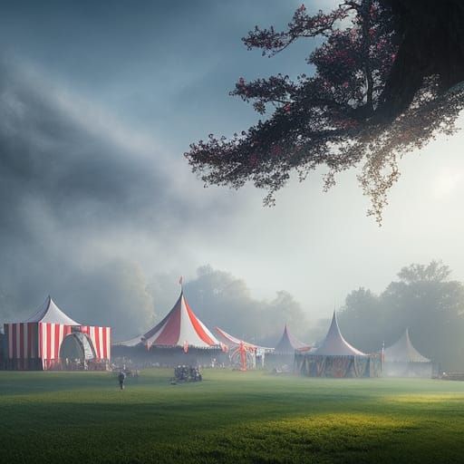Misty Circus Big Top: Photorealistic Digital Art