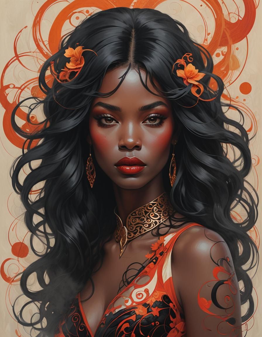 Striking Portrait of Woman with Abstract Background