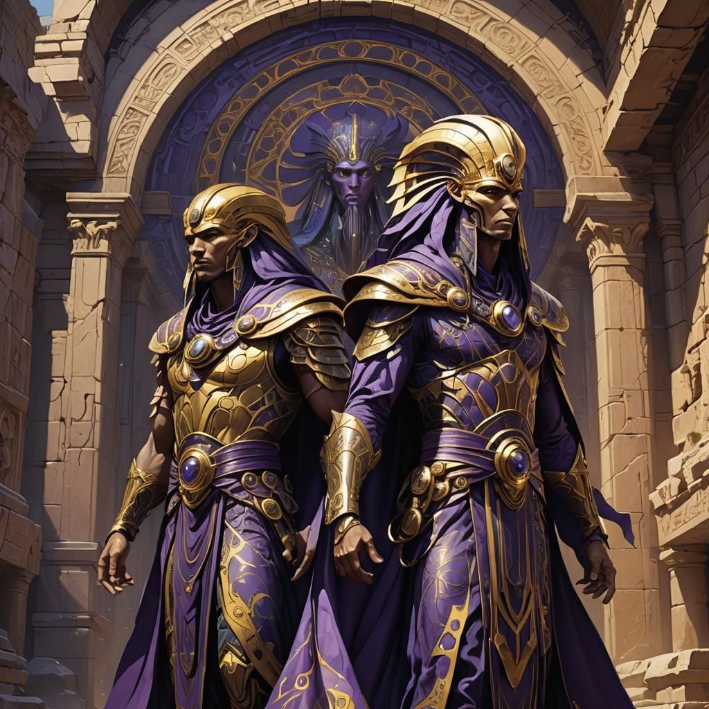 Thoth and Calchas in Dark Fantasy Ruins