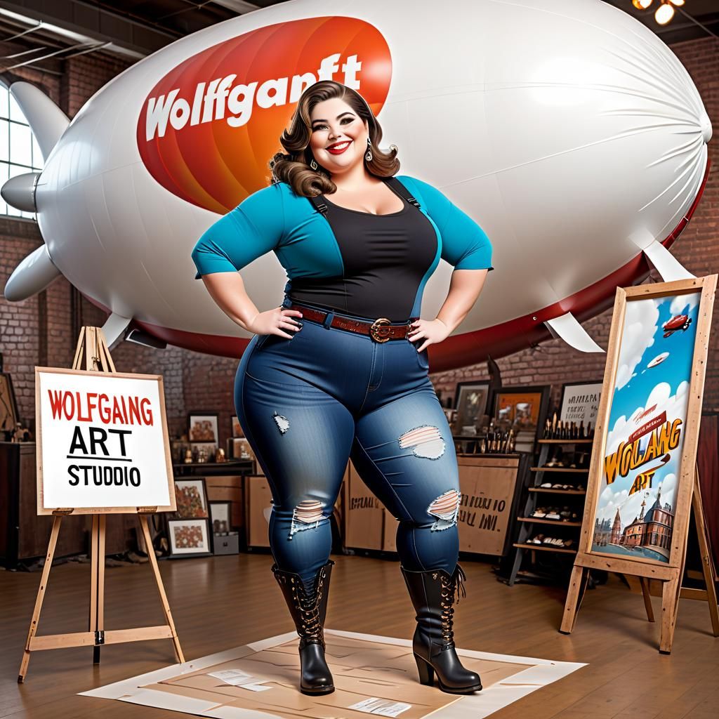 Curvy Woman with Blimp Sign