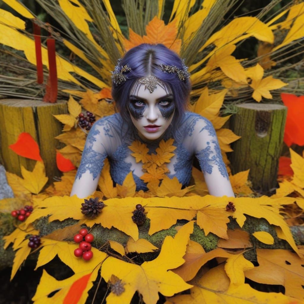 Cybergoth Teen in Whimsical Forest Landscape