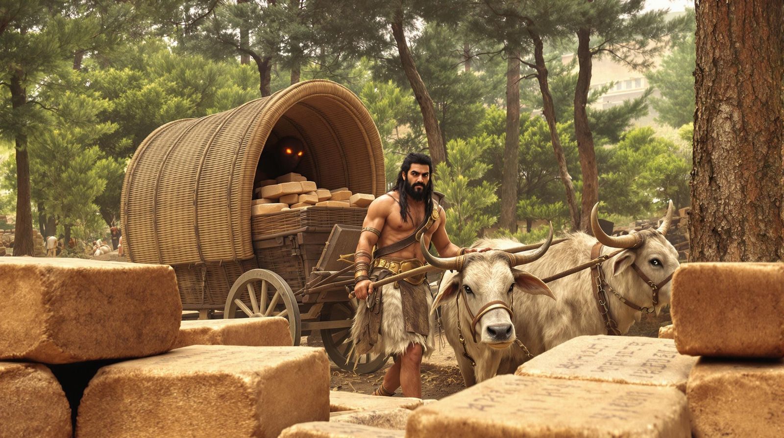 Ancient Sumerian Warrior Leads Chariot into the Cedar Forest