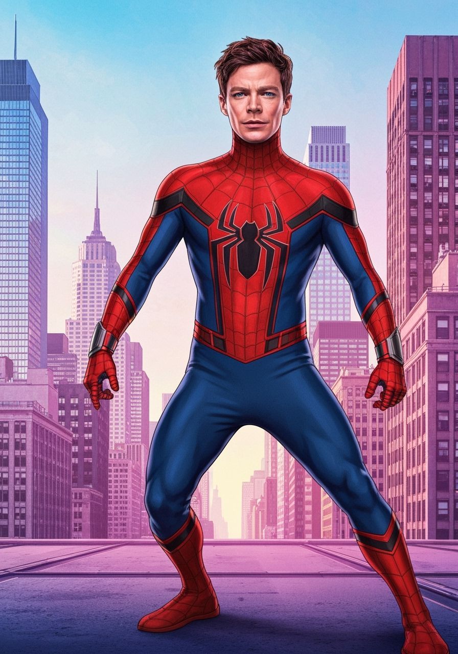 Grant Gustin as Spider-Man in Cel-Shaded Style