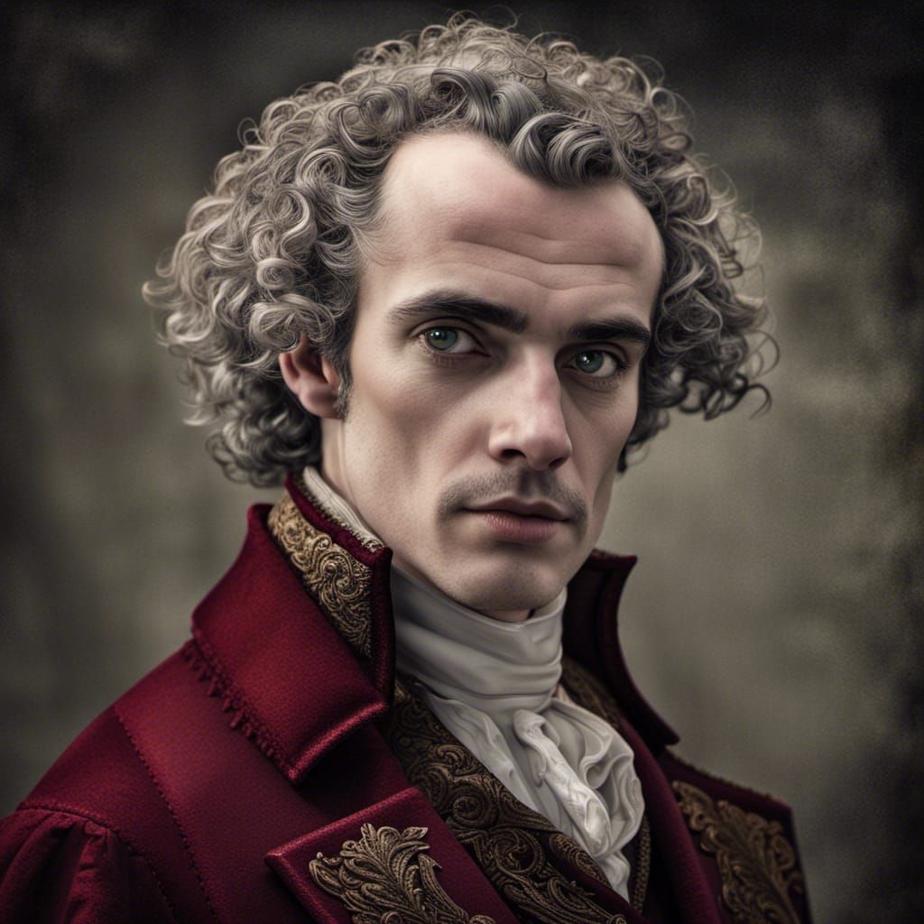 Hyperrealistic Portrait of a Man in Red Frock Coat