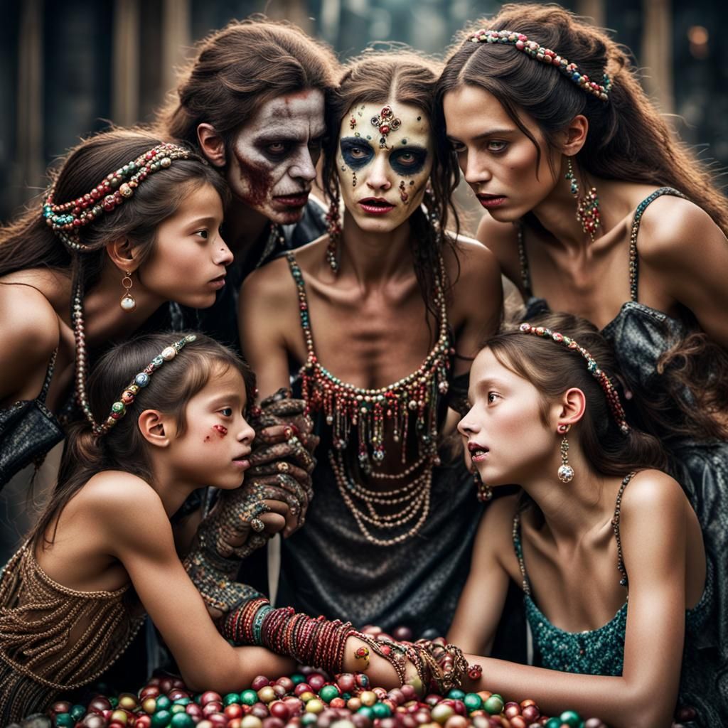 Hyperrealistic Pearl Zombies in Cinematic HDR