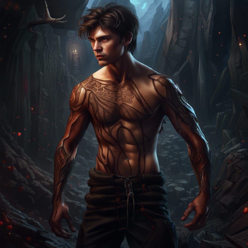 Muscular Teen with Self-Healing: Detailed Matte Painting