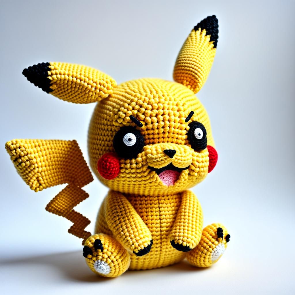 Detailed Abstract Amigurumi Pikachu Art