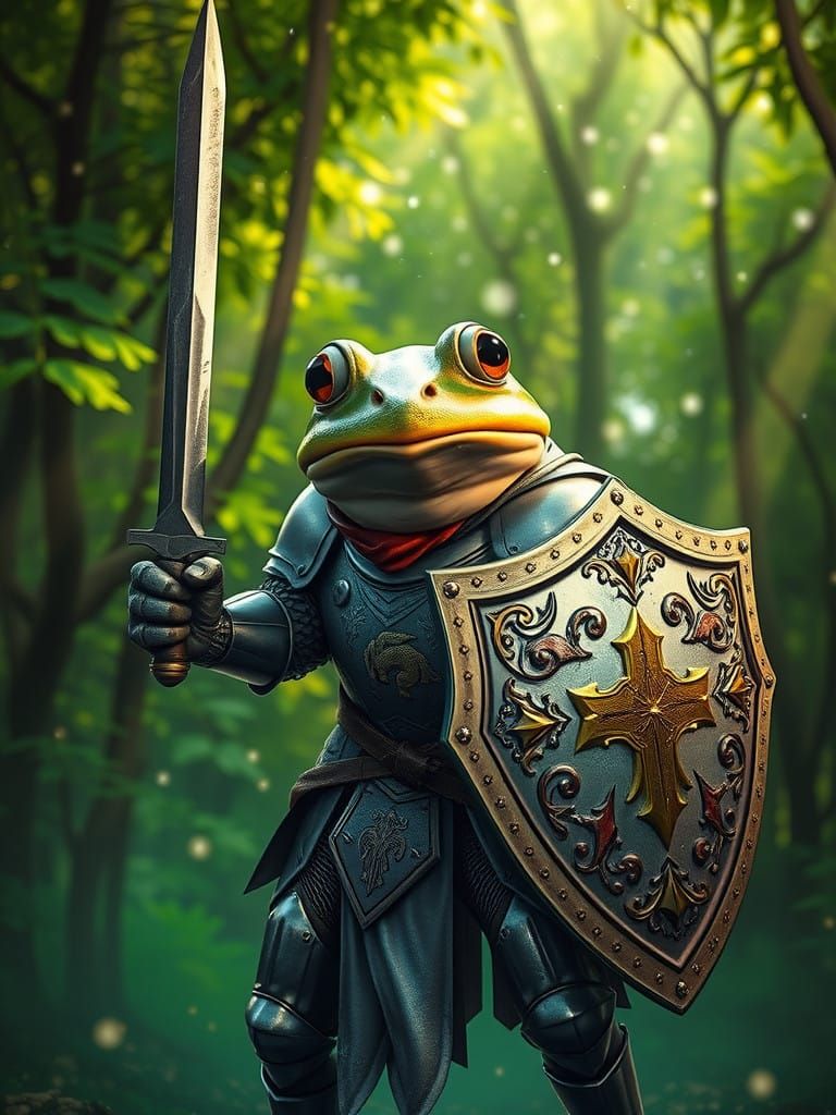 Frog Knight in Shimmering Silver Armor