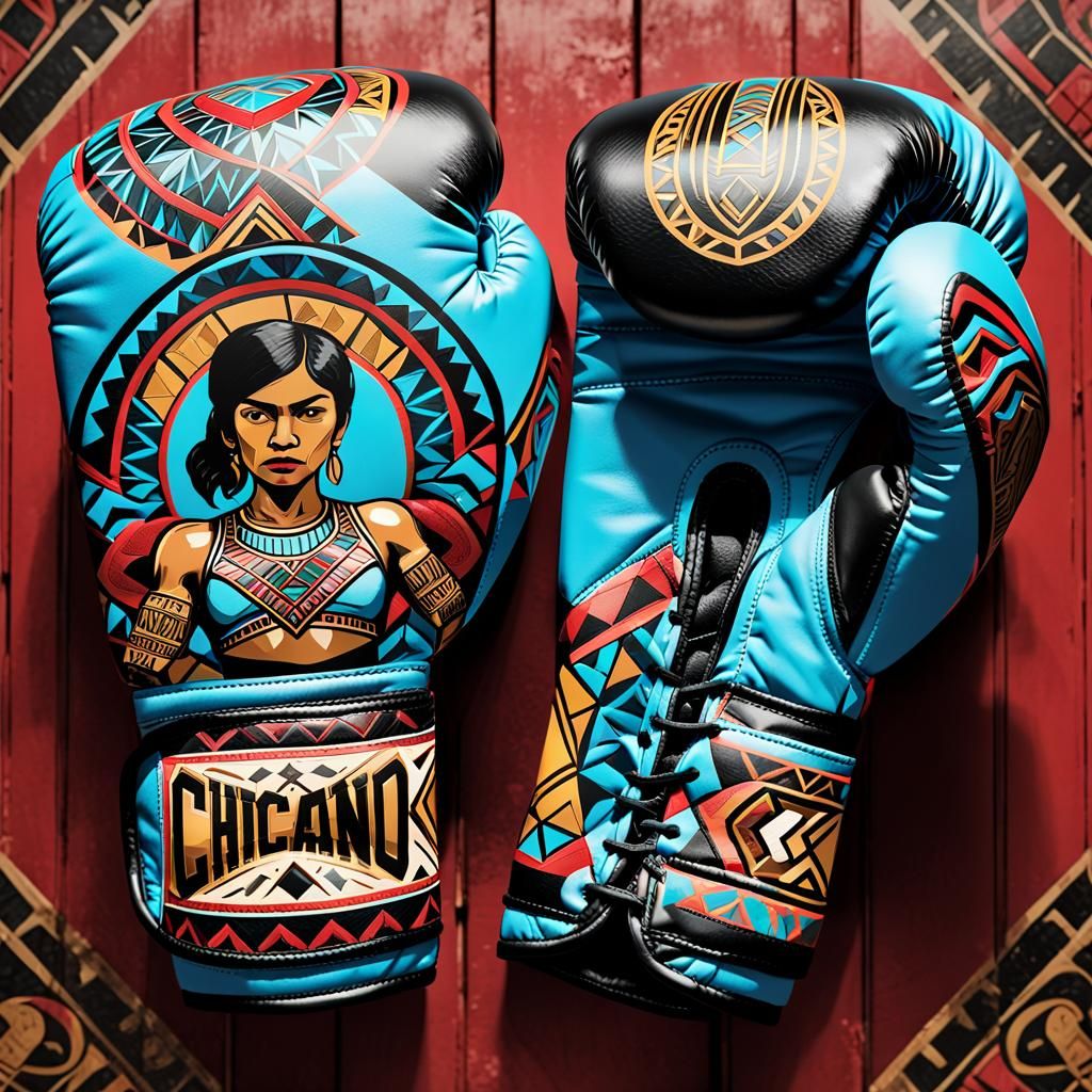 Chicano Art Boxing Gloves in Vintage Gym