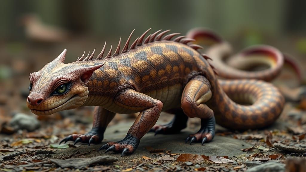 Feline-Serpent Hybrid in Realistic Wildlife Style