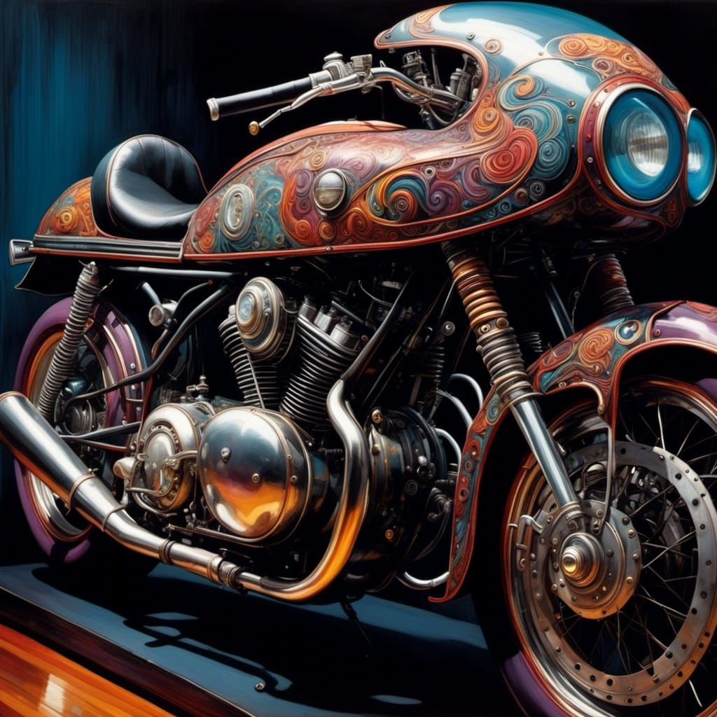 Futuristic Motorcycle Art in Kenji Shibata Style