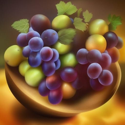 Glowing Grapes and Mangoes in Divine Light