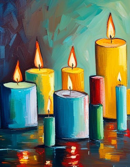 Candles in Neo-Impressionist Expressionist Style