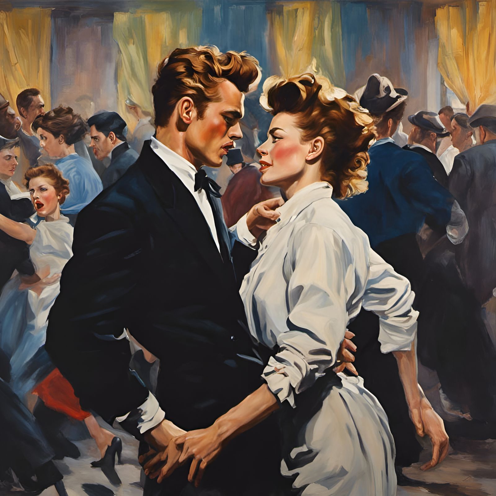 James Dean and Katharine Hepburn Dancing Impression