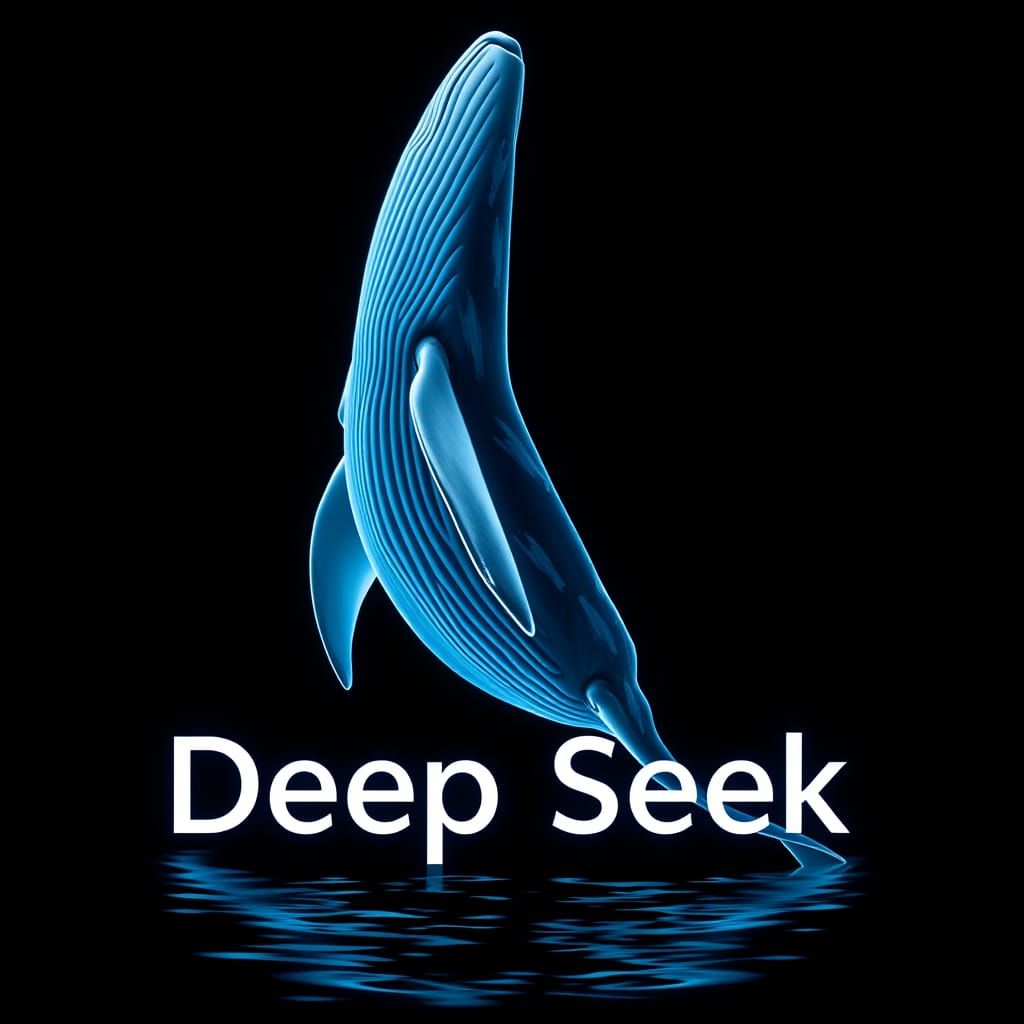 Hyper-Realistic Whale Logo in Deep Ocean