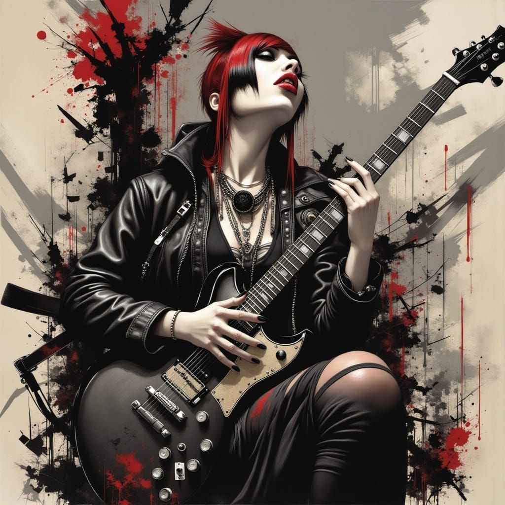 Punk Rocker Woman Shreds Guitar