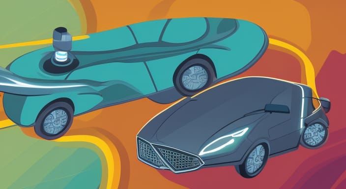 Futuristic Gas Station on Mars with Vehicles