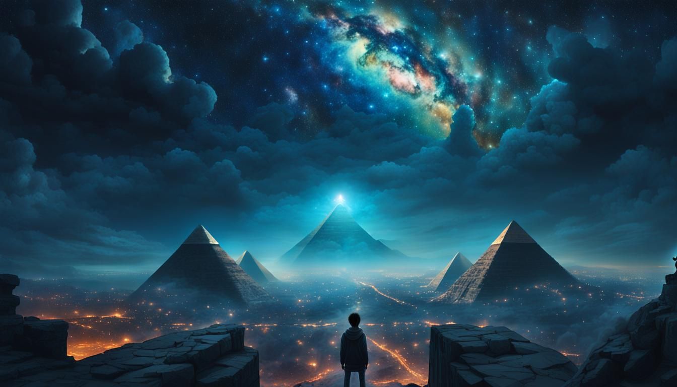 Surreal Egyptian Cityscape with Emo Teen in Oil Painting Sty...