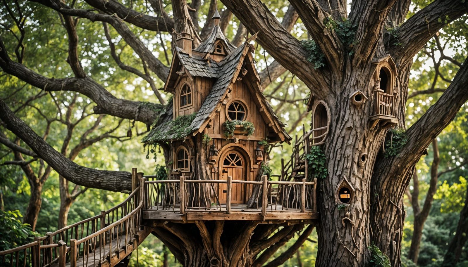 Enchanting Elven Treehouse in a Pine Tree