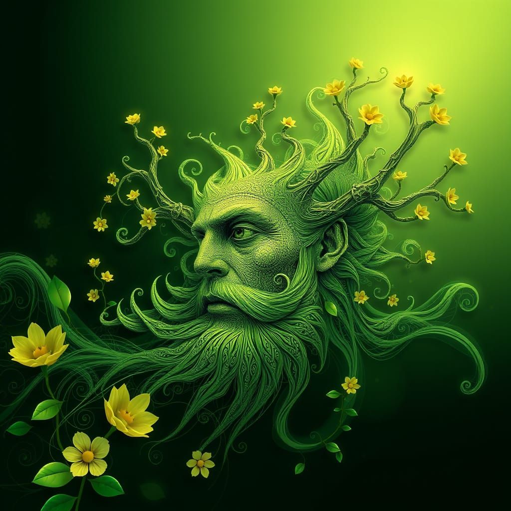 The Green Man in Vibrant Spring Bloom