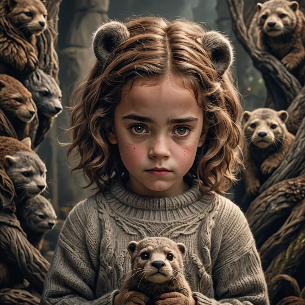 Hermione Granger as Otter Beast Woman: Hyperrealistic Image