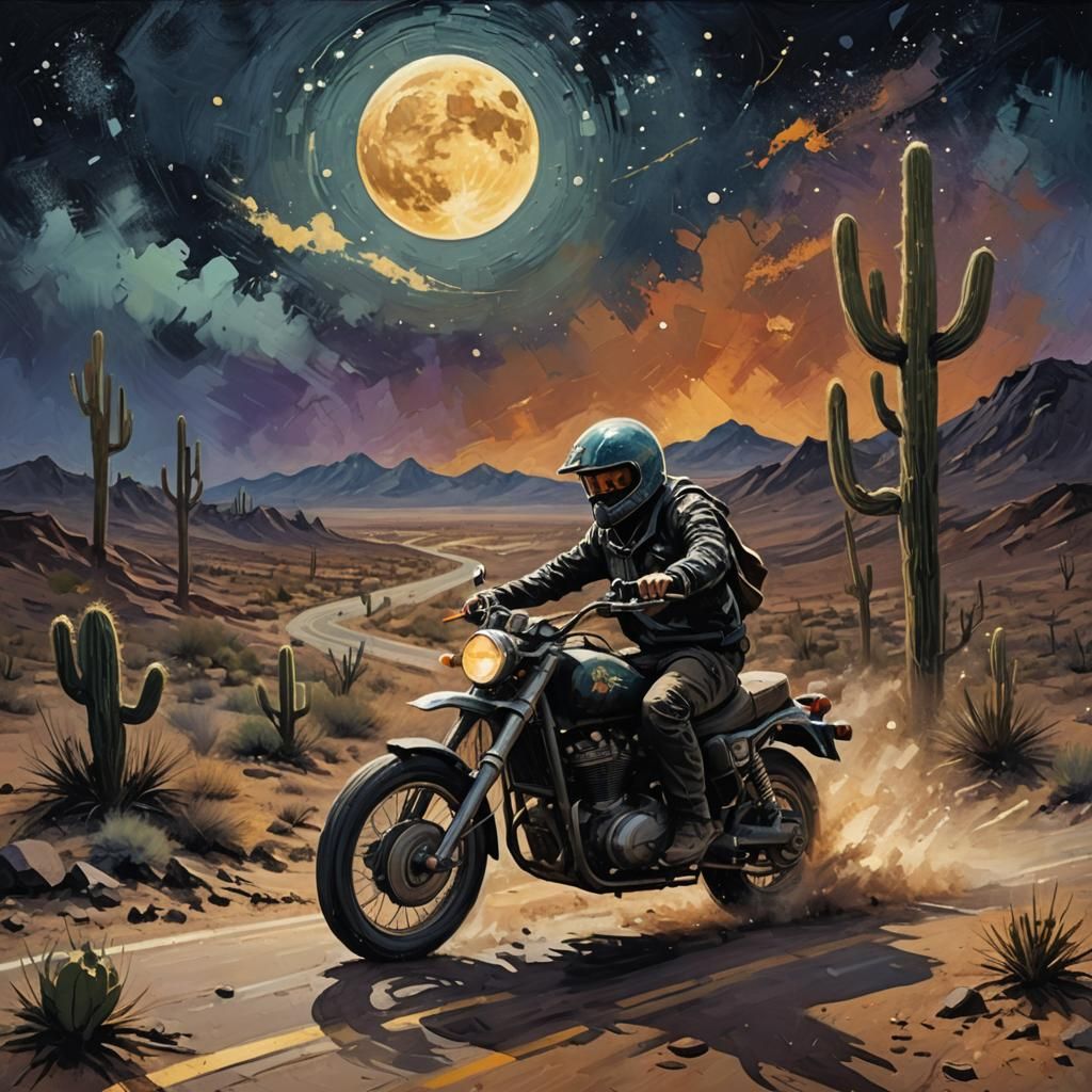 Desert Rider at Sunset: Abstract Impressionist Acrylic Art